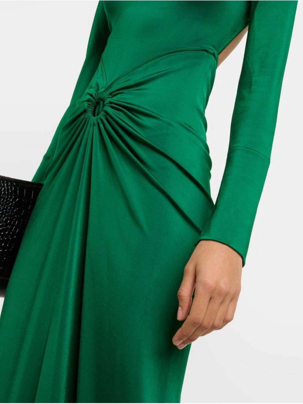 NWT Victoria Beckham gathered Elegant Green Open-Back Long Sleeve Evening gown - Picture 3 of 6